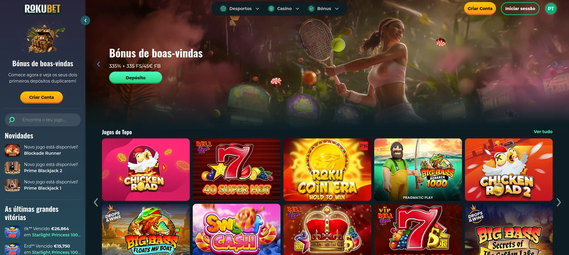 Rokubet Casino Até 2.250 € + 335 Rodadas Grátis